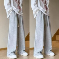 P9 K015 - Soft Comfortable Straight-Leg Pants | 200g Imitation Cotton Fabric | Black & Light Gray | 