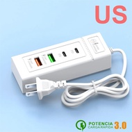 Power Socket USB Charger 2PD + 2 Port USB Fast Charger / Adapter Charger 4port USB Type C
