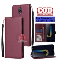 SAMSUNG GALAXY J7 PLUS Leather Flip Cover Wallet Case Kulit - Casing Dompet Case Wallet Leather Fli
