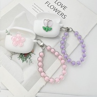 Tulip Flower Cover with keychian For Technics EAH-AZ80 / AZ100 Case fashion soft Earphone cover for 