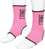 LEONE AB717 1947 Martial Arts Kickboxing MMA Ankle Guard, JACQUARD ANKLE GUARDS Ankle Supporter, Size L, Pink
