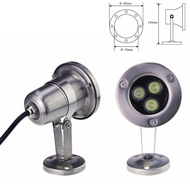 3H 7021 AC12V Outdoor Landscape LED Underwater Fitting c/w 3 Meter Wire [Stainless Steel] (Silver)