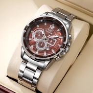 Men's Watch Calendar Fake Three Eye Quartz Movement Steel Belt Men's Watch [Father's Day Gift Ideas]