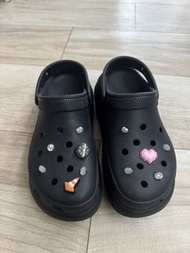 黑色 Crocs 厚底 洞洞鞋