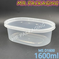MS D1600 1600ml Microwaveable Oval Container [ 30sets± ] 1600 ml - Bekas Durian - MS VENTURE D 1600 