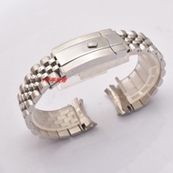 สายนาฬิกาหนังสแตนเลสแท้สำหรับ Rolex Datejust 36 41mm แบบหนา สายโซ่แบบหนาแน่นสำหรับผู้ชาย สายรัดนาฬิก