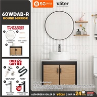 [VATER] 60WDAB Round Mirror Aluminium Bathroom Cabinet Ceramic Basin Sink Bathroom Basin Toilet Sink Basin Cabinet Sinki