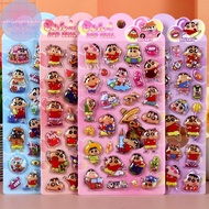 Strongaroetrtombn 1/4Pcs Kawaii Crayon Shin Chan Cartoon 3D Relief Sticker Cute DIY Laptop Scrapbook