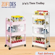 3 Tier Trolley Living Room Kitchen Trolley Storage Rack Shelf with Wheel 4/5 Tier Trolley