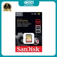 SanDisk Extreme 64GB V30 UHS-I U3 SDXC Camera Memory Card reads 170MB/s writes 80MB/s (Gold)