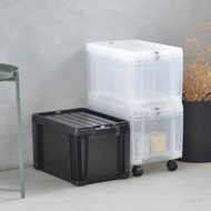 日本JEJ ASTAGE 日製安全鎖扣式抽屜收納箱(附輪&隔片)-13L-3入