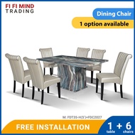 Dobri Marble Dining Table Set/ Dining Table 6 Seater/ Meja Makan 6 Kerusi/ Set Meja Makan Marble/ Meja Batu