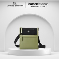 Charles Berkeley WINCHESTER Leather & Water-Resistant Nylon Shoulder Bag Sling Bag Key Hook (WF-2502