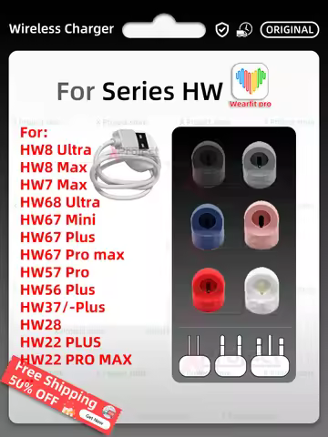 Smart Watch Wireless Charger For HW8 HW68 Ultra HW7 MAX HW67 Mini HW57 HW37 Plus HW28 HW22 PRO MAX S