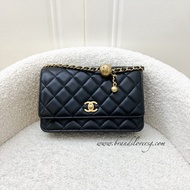 (Pre-loved) Chanel Pearl Crush Wallet on Chain WOC in Black Lambskin and AGHW