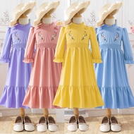 [ 4Y - 14Y ] Muslimah Girl Ruffle Moden Embroidery Jubah Dress ( Jubah Dress Sulam Budak Perempuan )