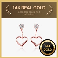 [Helene Jewelry] 14K real gold Heart and cubic gold earring