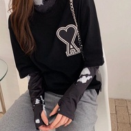 ORIGINAL 2025 Ami Paris Spring And Summer 2025 New Big Love Embroidery Round Neck Short Sleeve T-shi