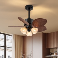 Medieval Fan Lamp Restaurant Bedroom Study Retro Ceiling Fan Lamp Holder Electric Fan Integrated Fan