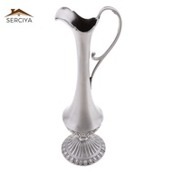 Serciya European Style Retro Pewter Plated Metal Flower Vase Bottle Jug for Home