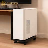 CURTES Computer Tower Stand, Black Heavy-Duty Mobile CPU Stand, PC Accessories Plastic with Wheels L