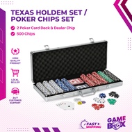 Texas holdem set / poker chips set (500 chips) with 2 poker card deck & dealer chip