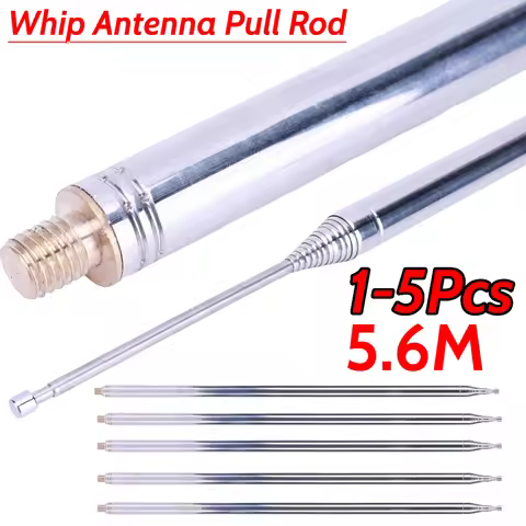 5.6M Stainless Steel Whip Antenna Pull Rod DIY Telescopic Whips Shortwave Antenna for HF Radio V Ant