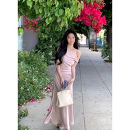 OFF-Shoulder Pink Dress for Going Out, Partying, Going to Work, Going to Luxurious Weddings Dress Wo