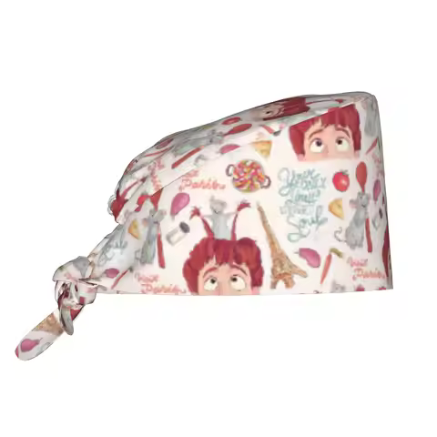 R-Ratatouilles Anime Chef Breathable Scrub Hat Surgical Scrub Caps Nurse Medical Cap Mouse Work Scru