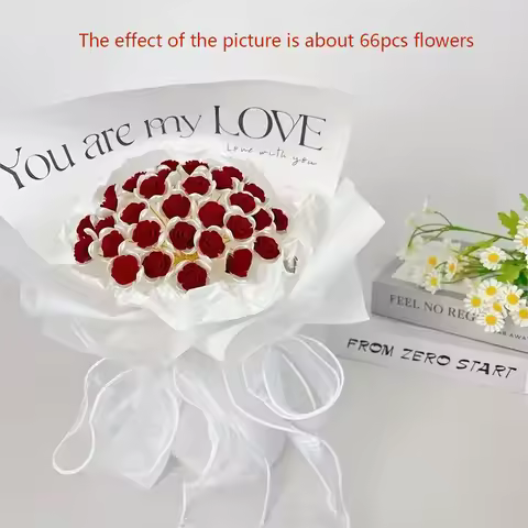 33Pcs Handmade DIY Bouquet Material Bag , Creative Simulation Rose For Girlfriend 520 Valentine's Da