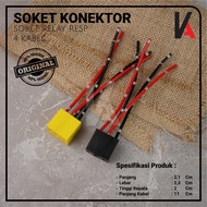 Socket Cable Relay RE5P Home Cable Socket/ Pinrelay kaki 4 For Horn & Lights (4 Cables) 4pin klekson
