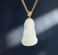 冰種飄陽綠翡翠觀音菩薩項鍊 18K墜頭 | 天然緬甸玉A貨 | 送禮