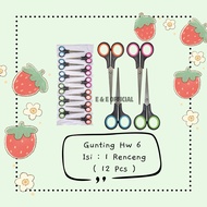 HW [ 1 PACK OF 12 PCS ] LARGE SCISSORS 6HW BLACK COLORFUL SCISSORS/ ELANO SCISSORS/ 6HW SCISSORS/
