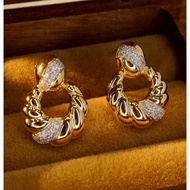 Brand new  18K Diamond 0.2ct VS Dangle Huggie Earrings Circle Drop Rope Twist Diamond Earrings Hoops