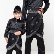 SAMPIN INSTANT ANDIKA Songket Bunga Tabur Hitam Gold / Black Silver- Samping lelaki Express with Velcro strap