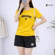Medium form women's clothing Set NB26, 95% cotton elastic material, printed with the word Greatest n