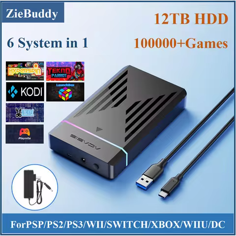 12TB Gaming HDD 100000+ Retro Games Plug & Play For Launchbox Hyperspin Retrobat Playnite Emulator F