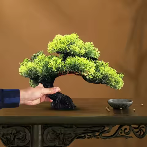 Simulated Welcome Pine, Green Plants, Leaves, Potted Plants, Fake Pine Trees, Props, Bonsai Decorati