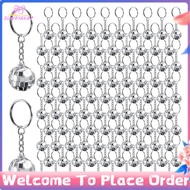96Pcs Mini Disco Ball Keychains Disco Ball Favors Mirror 70s 80s 90s Disco Keychain Bulk Silver Disc