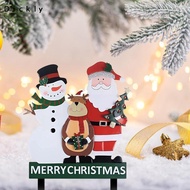 Dickly Xmas Yard Sign, Decorative Yard Art, 30cm deer Santa Snowman Sign Garden Stake for Sidewalk, 