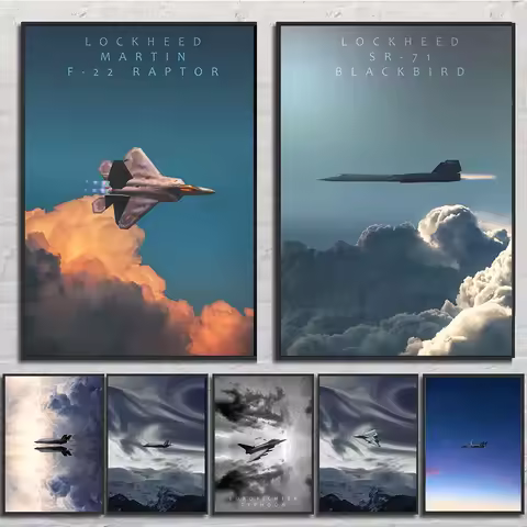 F22 Rapter F35 Lightning SR 71 Military Fans Canvas Paintings Print Posters for Living Room Art Home