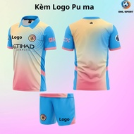 (Vải thun mè) Áo bóng đá CLB Man city xanh hồng sân khách 2024/2025 áo bóng đá in tên số theo yêu cầ