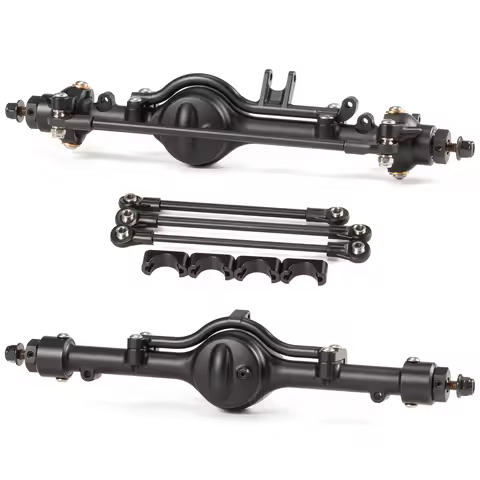 Ultra-Realistic 1/10 CNC Aluminum Straight Axle Set w/ Leaf Spring/Link Mount Kit for RC4WD Gelande 