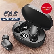 E6S Black Color Earbuds Noise Cancelling Wireless TWS Bluetooth Earphones With Mic Stereo Sound LED 
