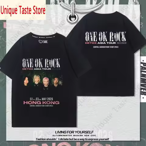 ‌One Ok Rock T Shirt Street Fashion OOR Detox Asia Tour Tops 2026 Hong Kong Concert Fans Clothes Sum