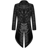 ปีศาจแฟชั่น Mens Gothic Steampunk Tailcoat แจ็คเก็ตผ้าสีดํา Damask งานแต่งงาน