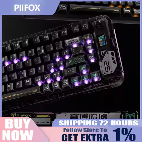 PIIFOX Cyber Ruins Keycaps Black Cool PBT PC Profile Sublimation Customized Transparent Keyboard Key