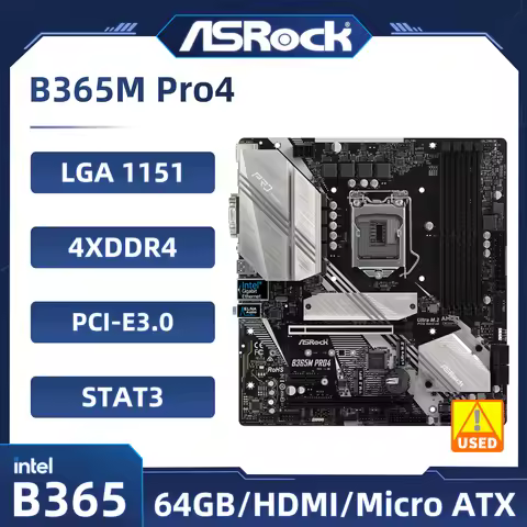 ASRock B365M Pro4 Motherboard LGA 1151 Intel B365 DDR4 Supports i7-9700KF i5-9600 i5-8400 i3-8100 i9