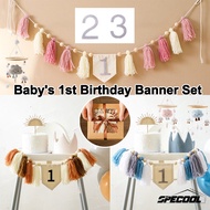 Specool® Baby 1st Birthday Hat+banner Set Baby Birthday Decoration Birthday Gift Set for 1-3 Years