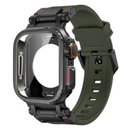 2IN1 กรณีโลหะหรูหรา + สายซิลิโคนเข้ากันได้กับ IWatch Ultra 49mm 45mm 44mm IWatch Series สุดยอด 2 9 8